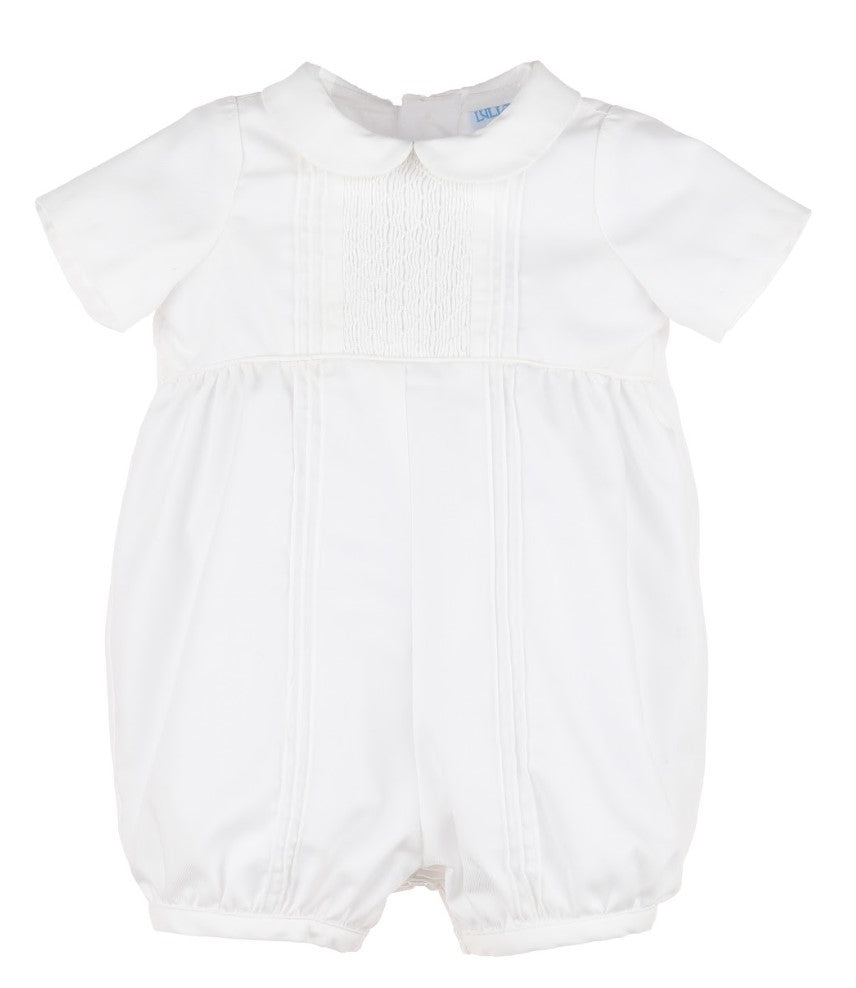 Smock Bib Boy Bubble - White
