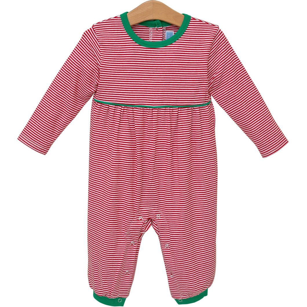 Bennett Romper- Red/Green Stripe
