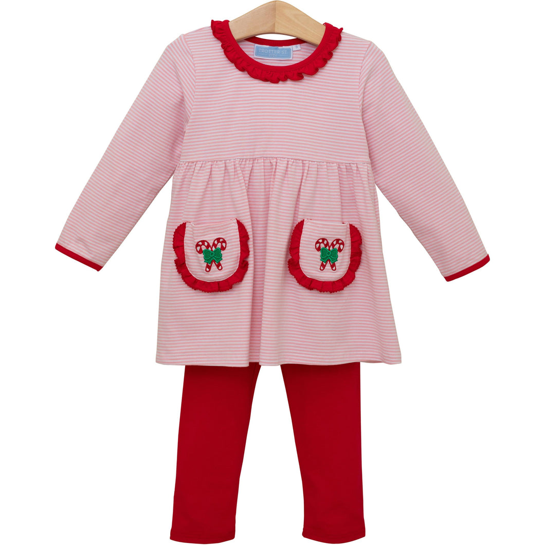 Candy Cane  Ruffle Pants Set