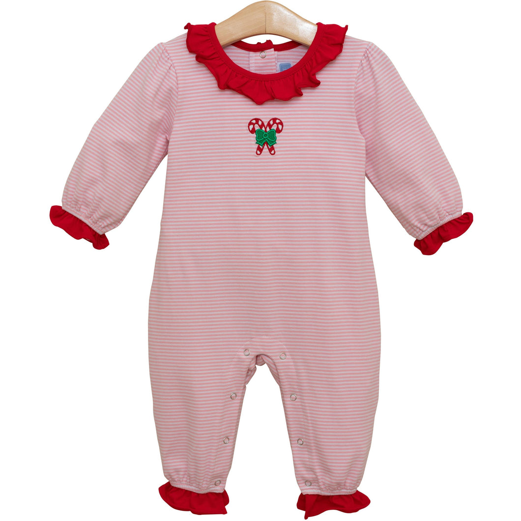 Candy Cane Ruffle Romper