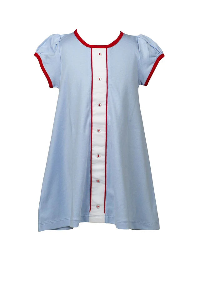 Light Blue and Red A-Line Dress