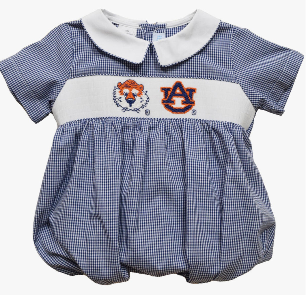 Boy Auburn Smocked Bubble