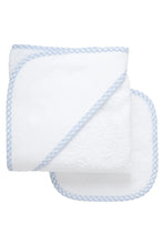 Load image into Gallery viewer, Big Check Trim Hooded Towel &amp; Washcloth Set

