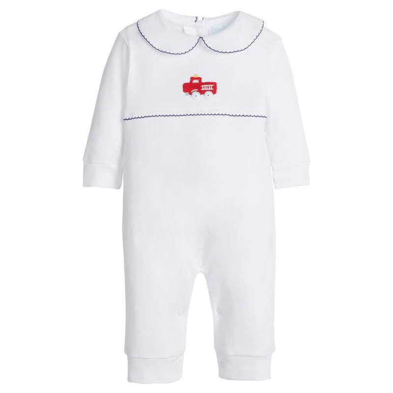 Crotchet Playsuit- Firetruck