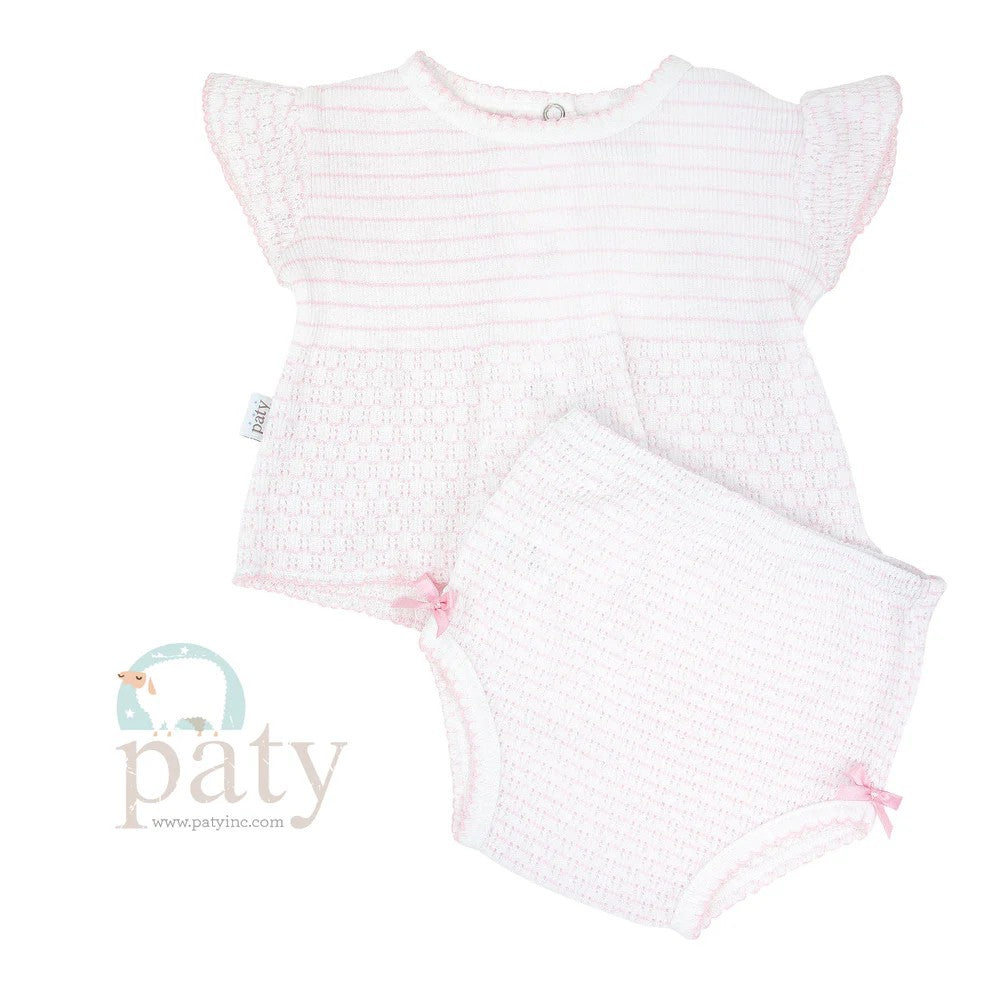Paty Knit 2 PC Diaper Set (Pinstripe)