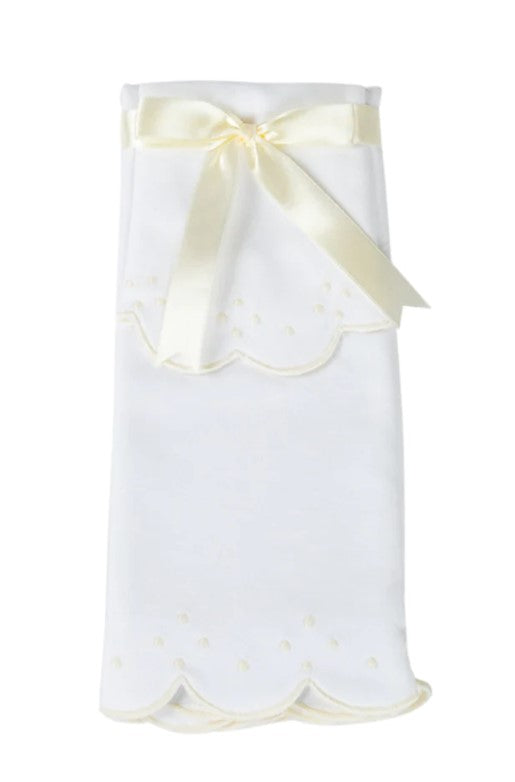 Scalloped Bib and Burp - Ecru