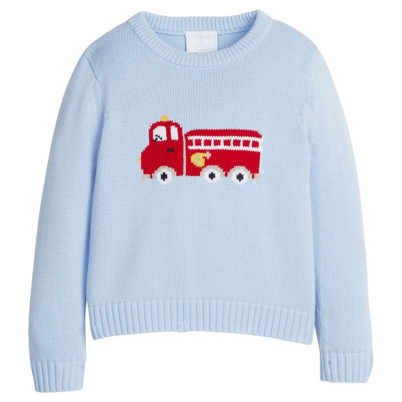 Intarsia Sweater- Firetrucks