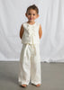 Girls Linen Bow Top