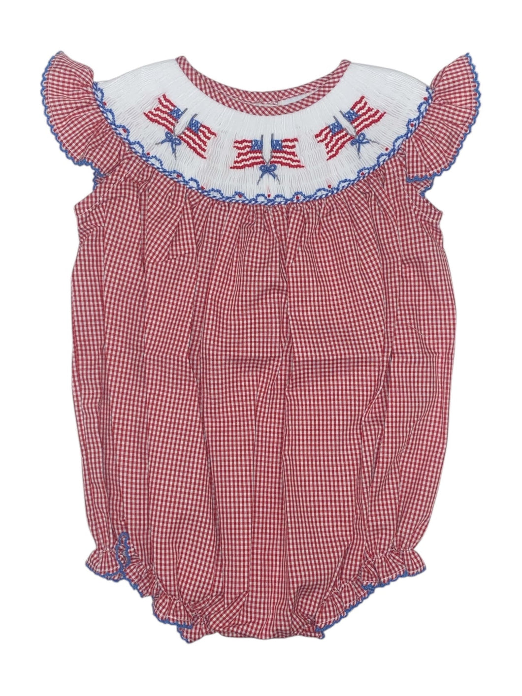 Lulu Bebe Flag Angel Sleeve Smocked Bishop Bubble