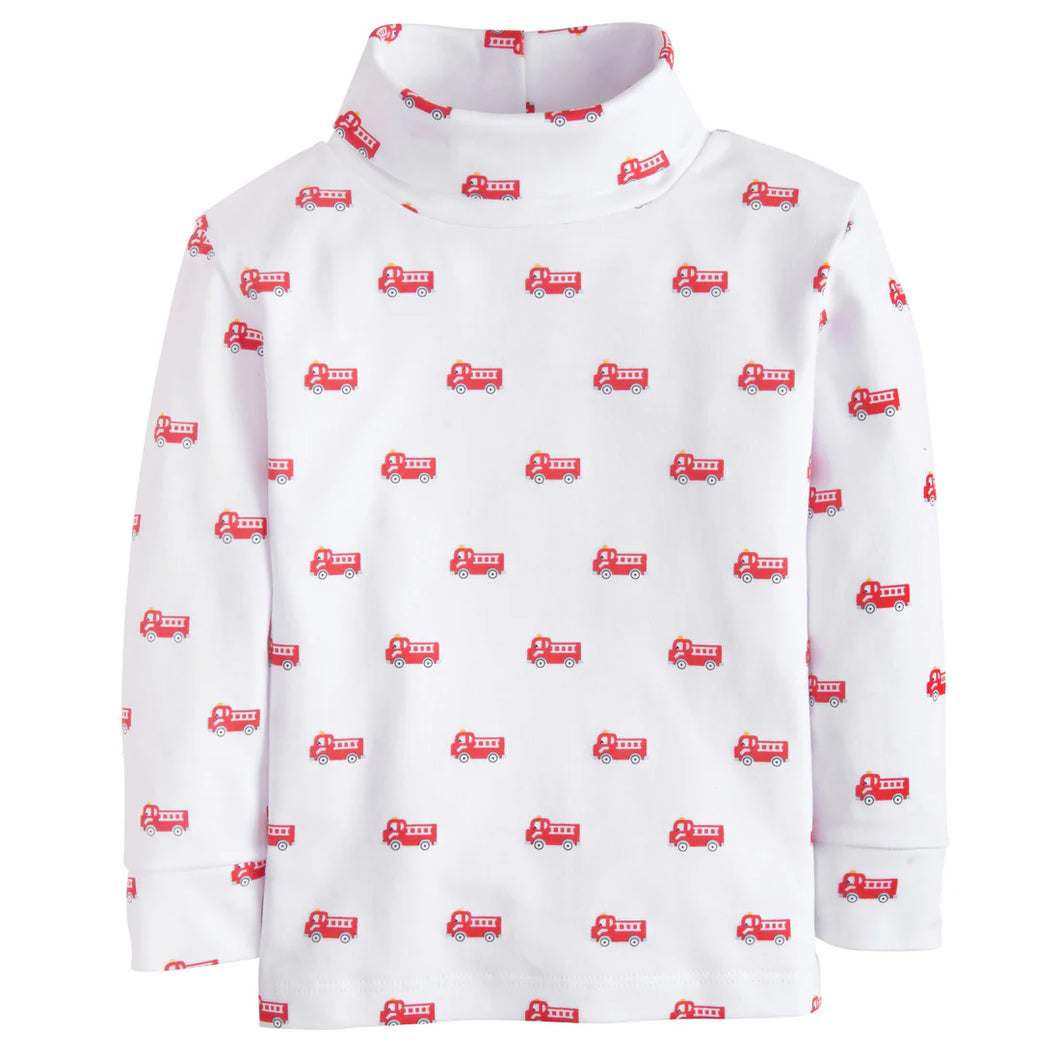 Printed Turtleneck- Firetrucks