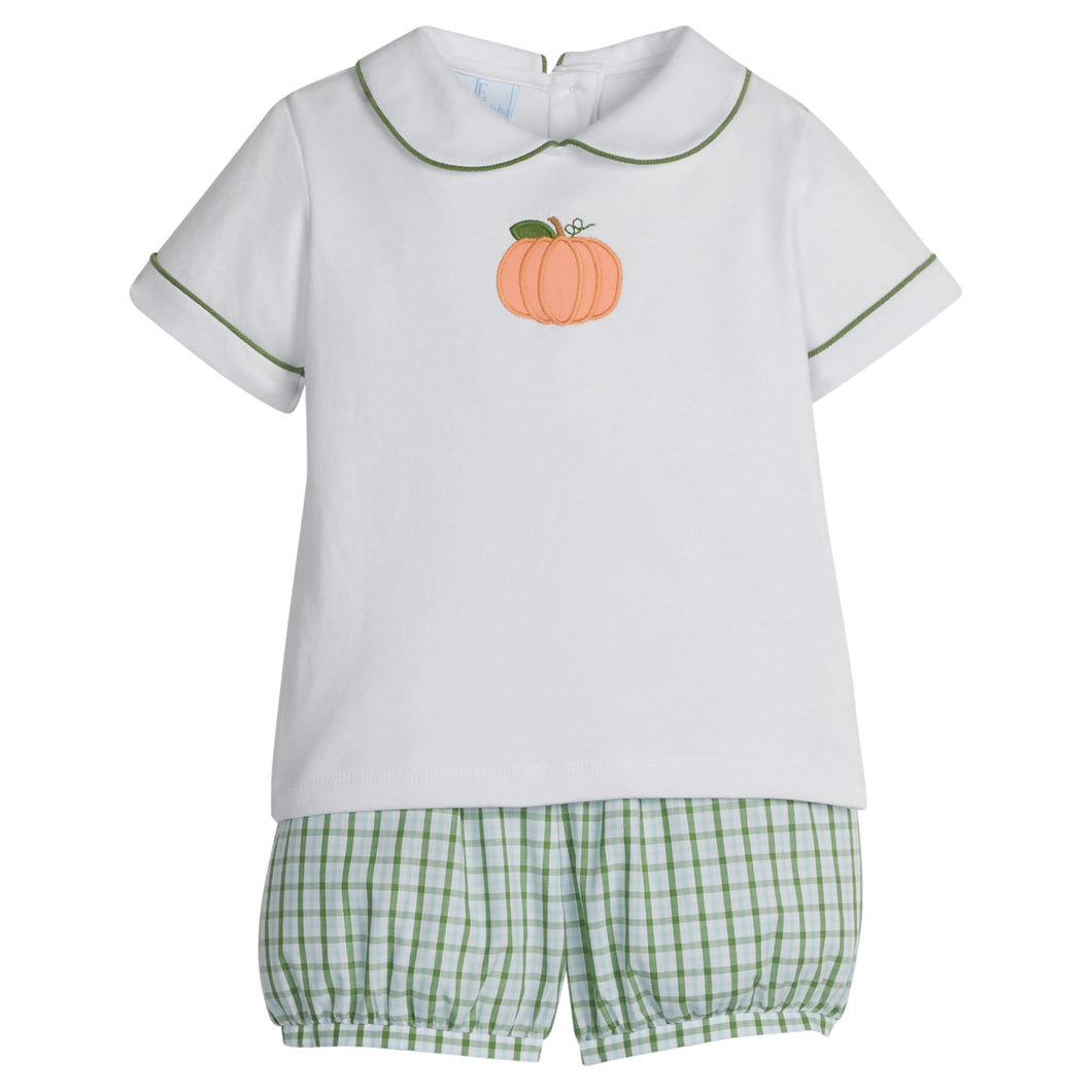 Applique Peter Pan Banded Short Set-Pumpkins
