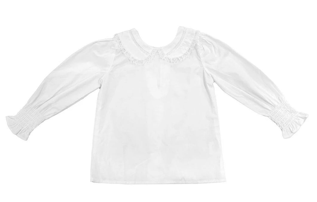 White Lace Peter Pan Collar Tie Back Shirt